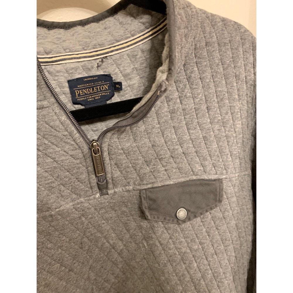 Pendleton Quilted Fleece Pullover Sweatshirt Gray… - image 4